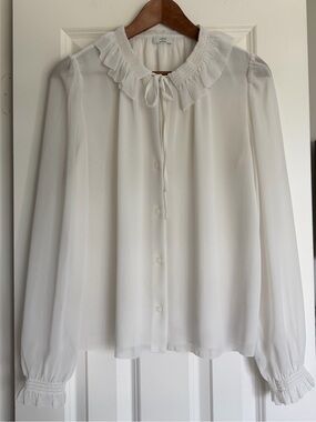Aritzia Wilfred White Long-Sleeve Blouse